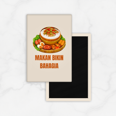 Fridge Magnet Kulkas Rectangle Quetos "Makan Bikin Bahagia" Size 54 x 78 cm
